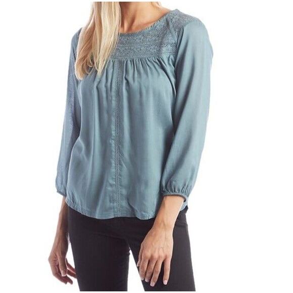 prAna Robyn Lace Peasant Top Womens Small Modal Casual Work Cottagecore Feminine - Picture 1 of 9